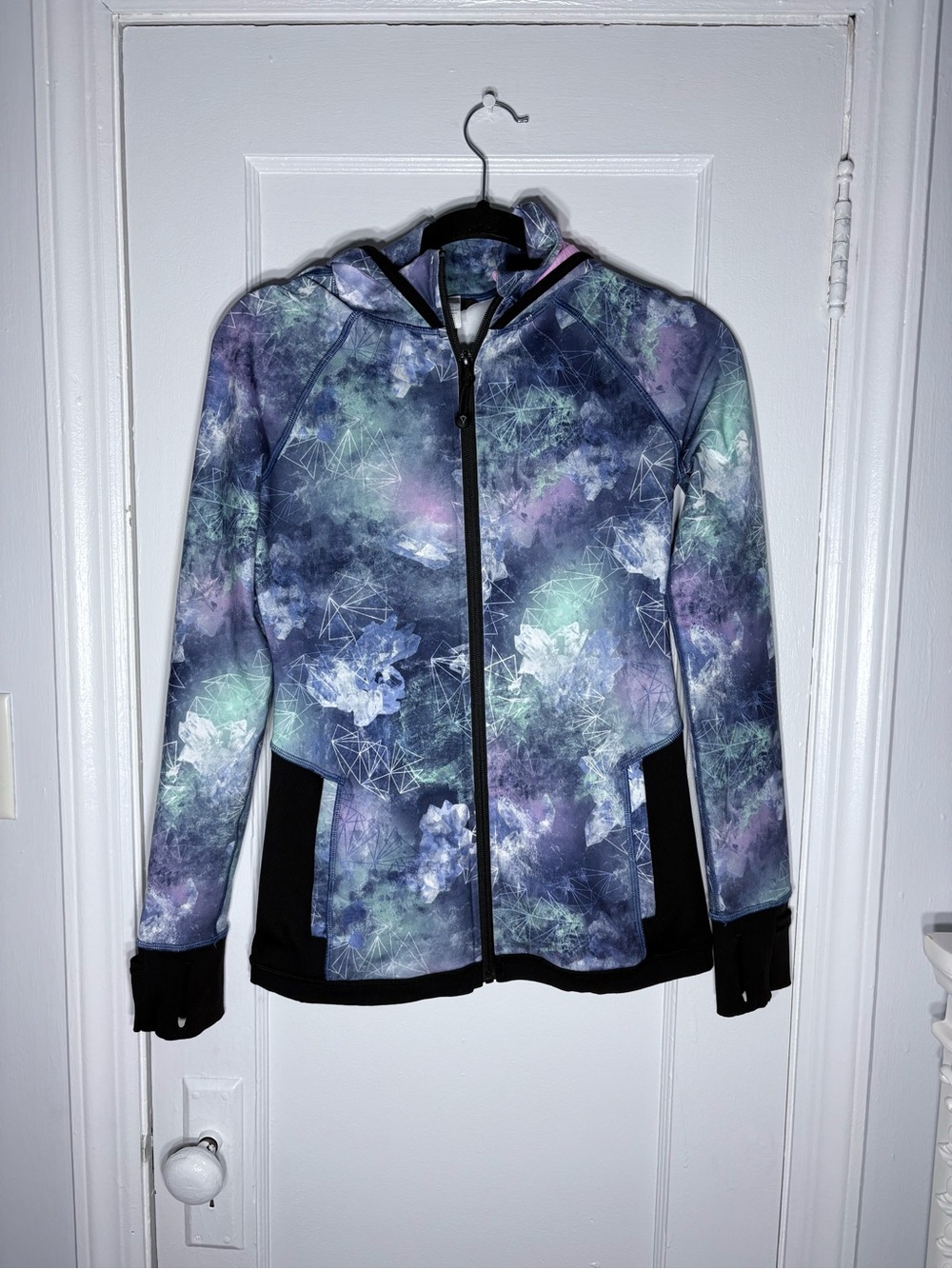 Ivivva by Lululemon Girl’s Hooded Zip Jacket in Purple Teal Galaxy Print